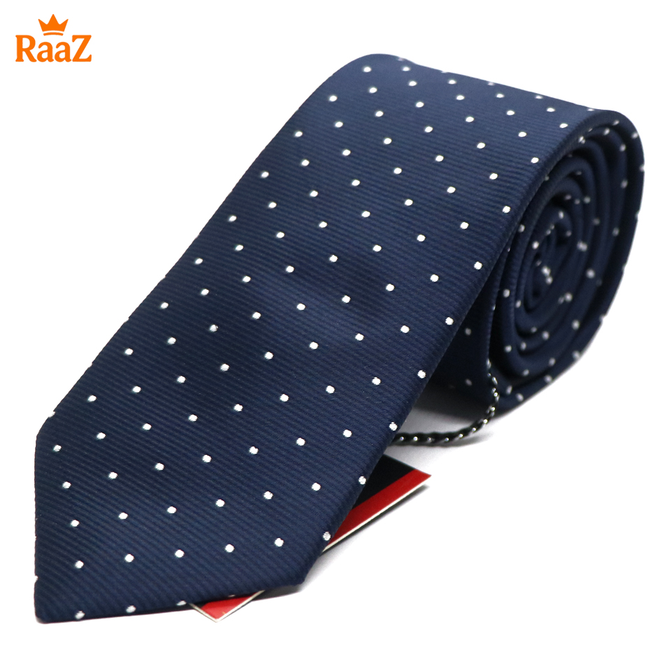Picture of Navy Blue White Refined Detail Dot Perfection Satin Tie For Men