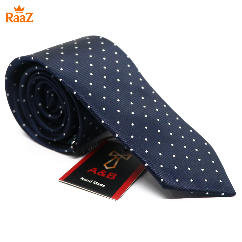 Picture of Navy Blue White Refined Detail Dot Perfection Satin Tie For Men