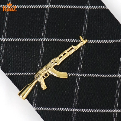 Picture of AK47 Rifle SMG tie pin Tie Clip Tie Pin Cadet Midshipmen Tie pin Colour Black Silver Golden Tie Pin For Men Tie Clip For Man