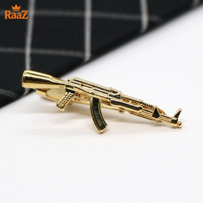 Picture of AK47 Rifle SMG tie pin Tie Clip Tie Pin Cadet Midshipmen Tie pin Colour Black Silver Golden Tie Pin For Men Tie Clip For Man