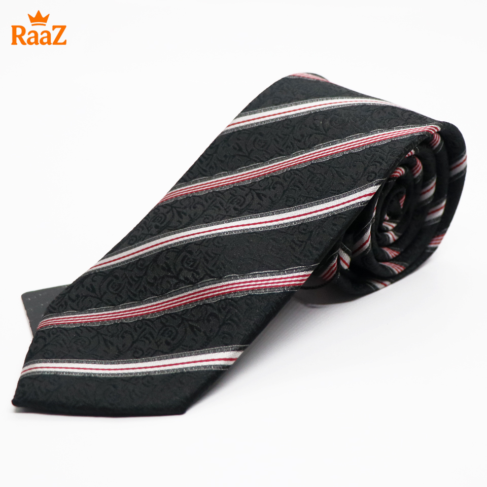 Picture of Black White Timeless Gentleman Stripe Elegance Tie For Men