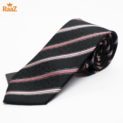 Picture of Black White Timeless Gentleman Stripe Elegance Tie For Men