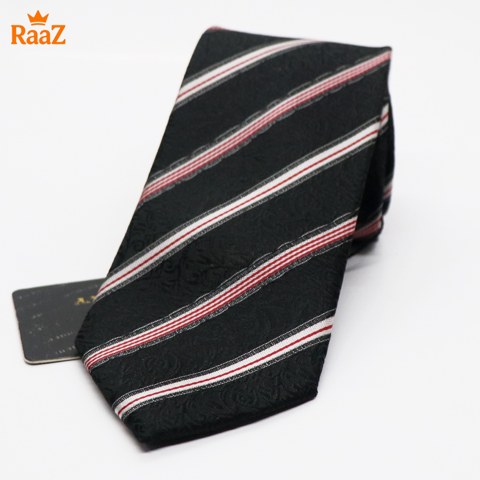 Picture of Black White Timeless Gentleman Stripe Elegance Tie For Men