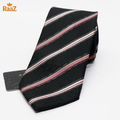 Picture of Black White Timeless Gentleman Stripe Elegance Tie For Men