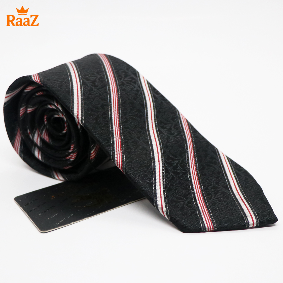 Picture of Black White Timeless Gentleman Stripe Elegance Tie For Men