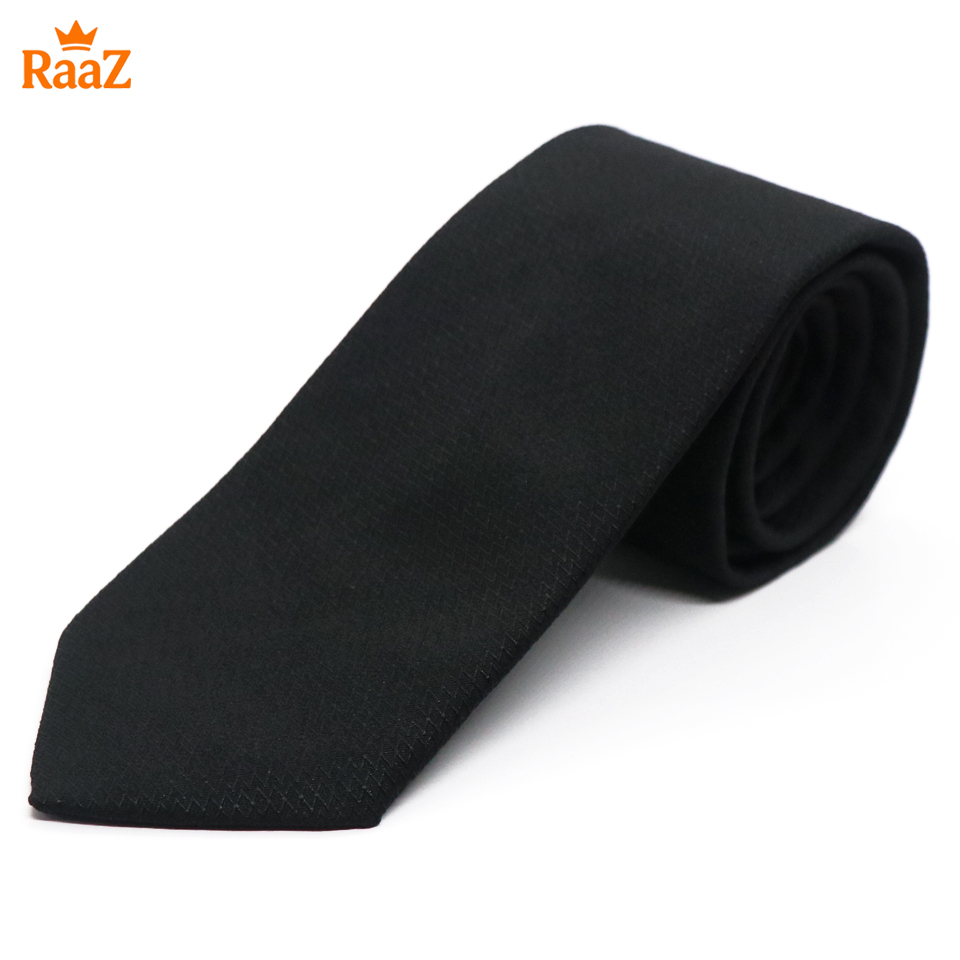 Picture of Royal Black Textured Embroidery Tie For Men