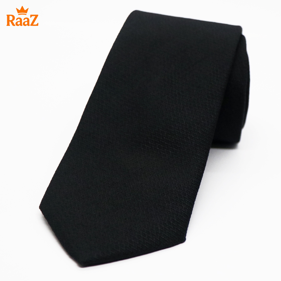 Picture of Royal Black Textured Embroidery Tie For Men