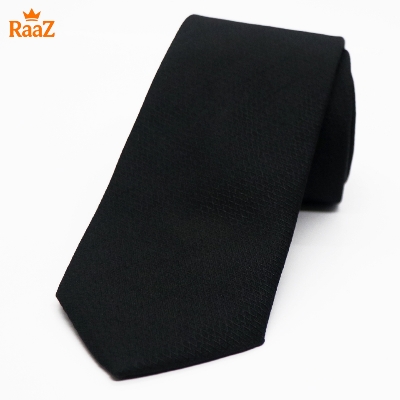 Picture of Royal Black Textured Embroidery Tie For Men
