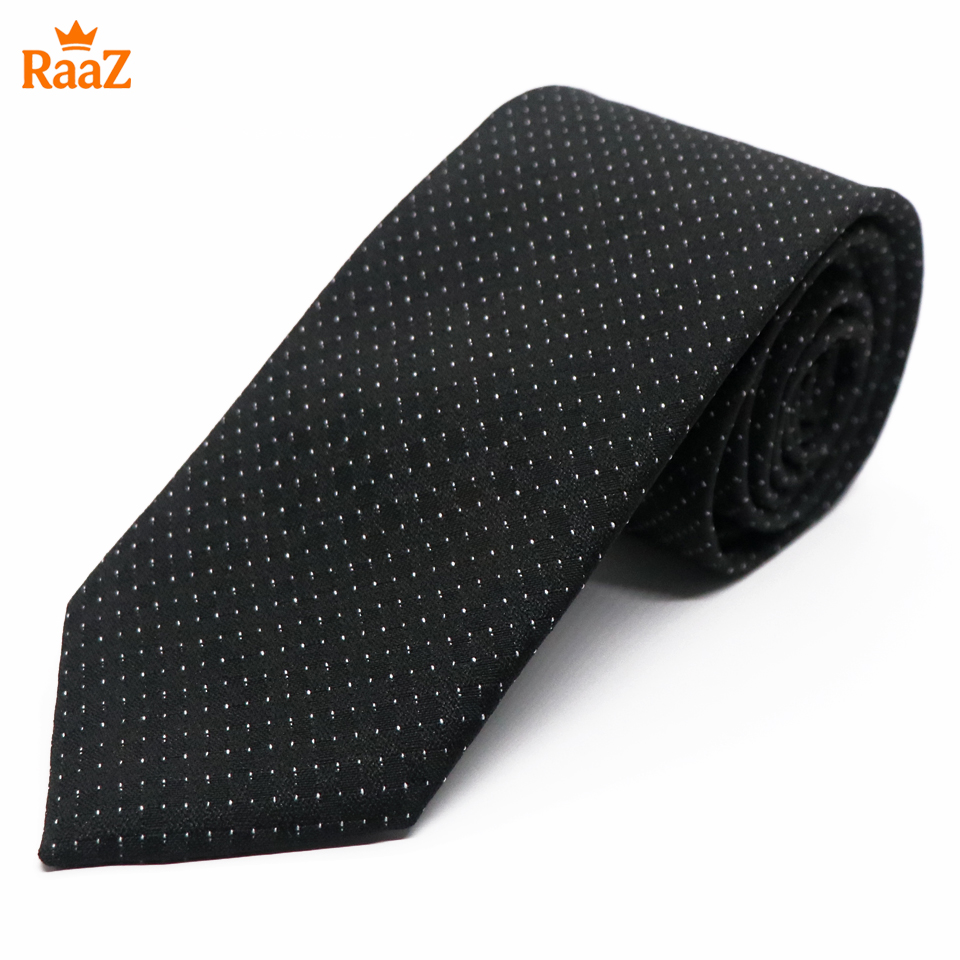 Picture of Black White Refined Detail Dot Perfection Satin Tie For Men
