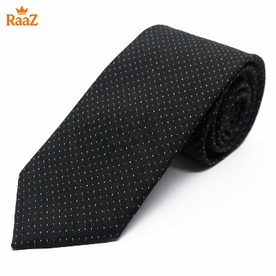 Picture of Black White Refined Detail Dot Perfection Satin Tie For Men