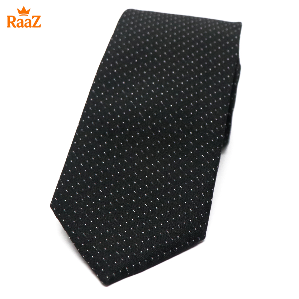Picture of Black White Refined Detail Dot Perfection Satin Tie For Men