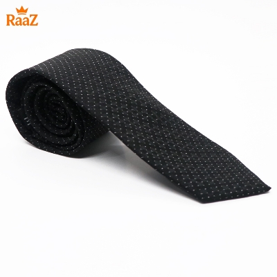 Picture of Black White Refined Detail Dot Perfection Satin Tie For Men