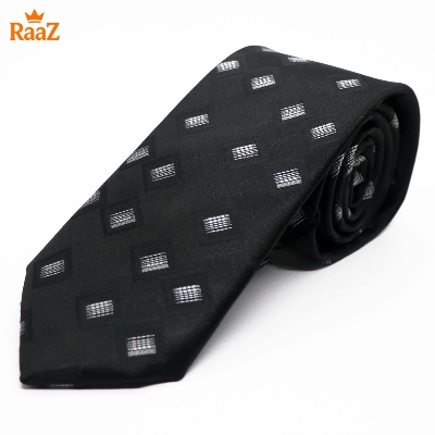 Picture of Black Classic Check Stripe Elegance Weave Tie For Men