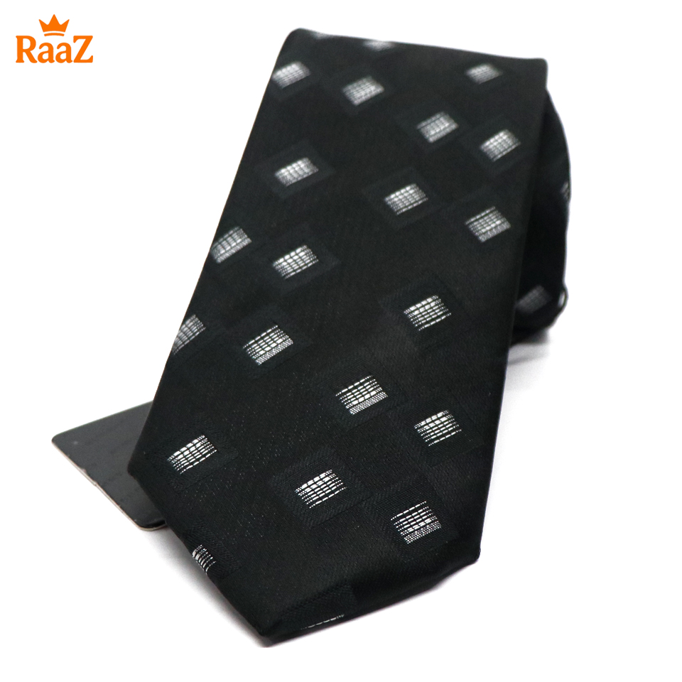 Picture of Black Classic Check Stripe Elegance Weave Tie For Men