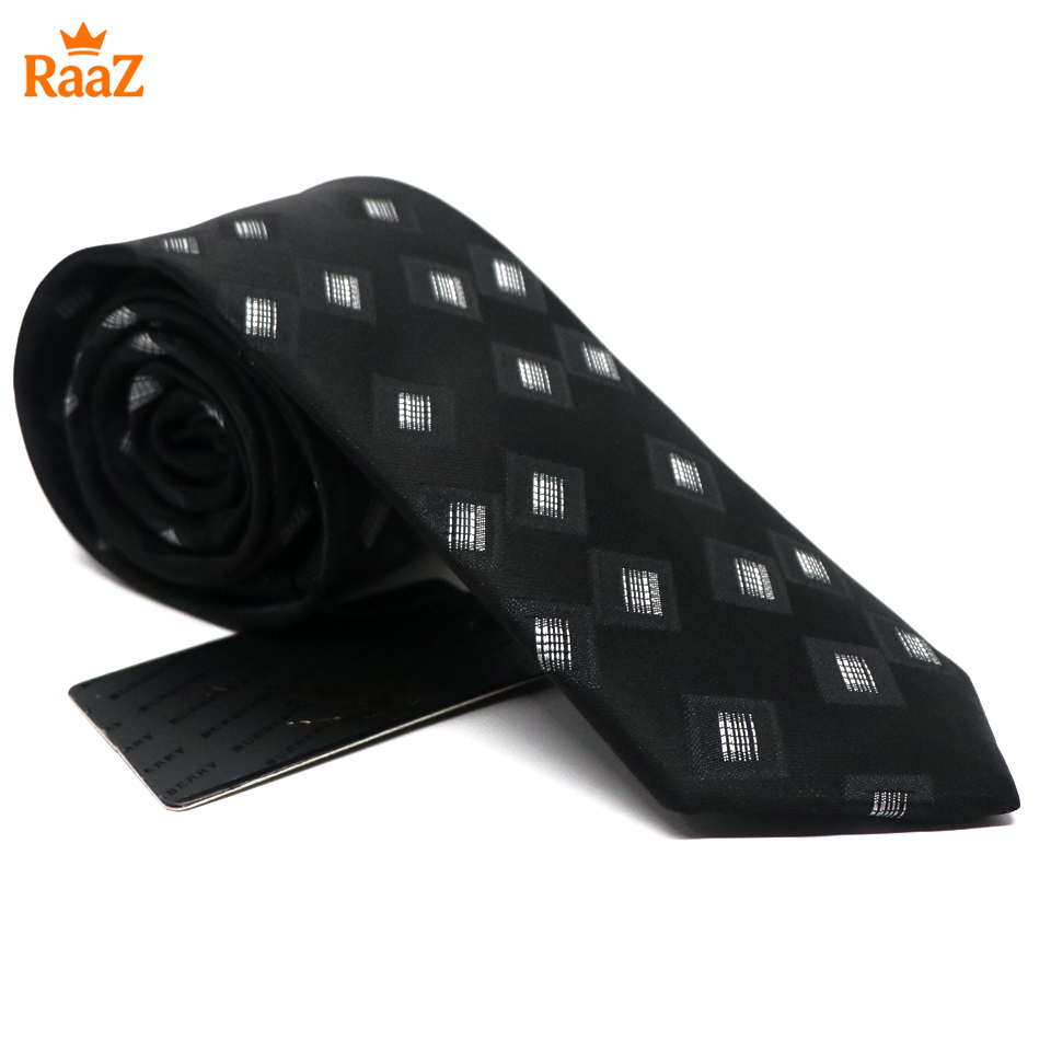 Picture of Black Classic Check Stripe Elegance Weave Tie For Men
