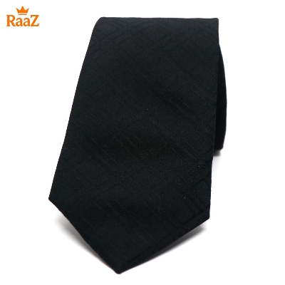 Picture of Black Midnight Grid Check Stripe Texture Tie For Men