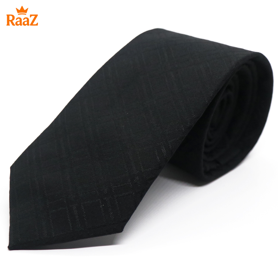 Picture of Black Midnight Grid Check Stripe Texture Tie For Men