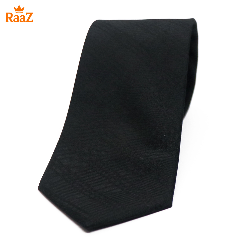 Picture of Black Luxury Checkered Black Embroidery Tie For Men