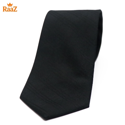 Picture of Black Luxury Checkered Black Embroidery Tie For Men