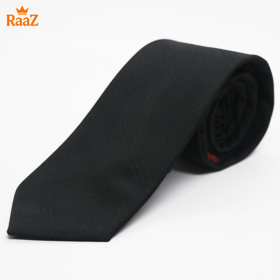 Picture of Black Luxury Checkered Black Embroidery Tie For Men