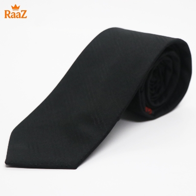 Picture of Black Luxury Checkered Black Embroidery Tie For Men