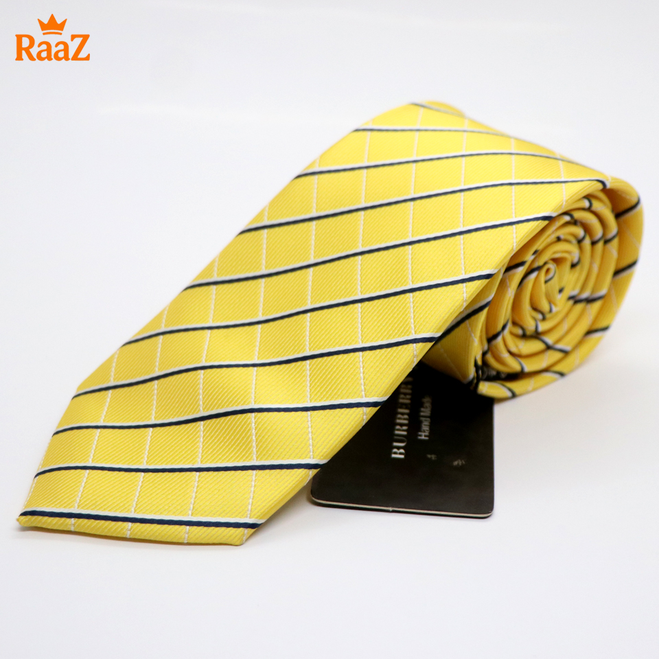 Picture of Yellow Geometric Square Precision Cut Tie For Men