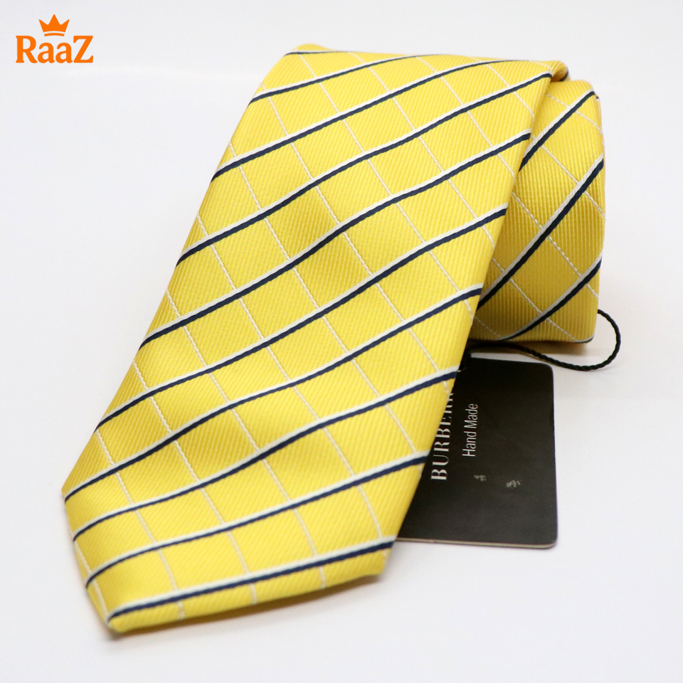 Picture of Yellow Geometric Square Precision Cut Tie For Men