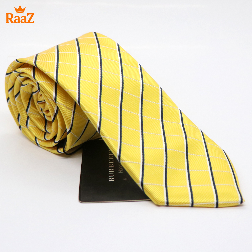 Picture of Yellow Geometric Square Precision Cut Tie For Men