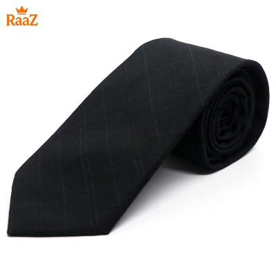 Picture of Prestige Check Stripe Satin Black Tie For Men
