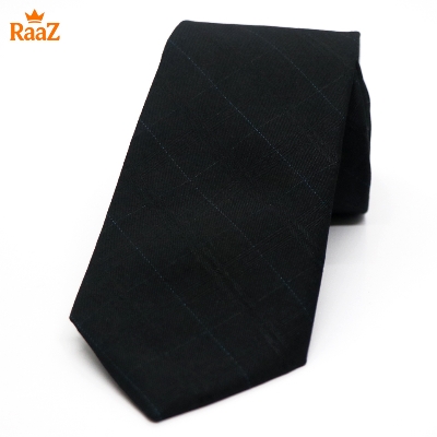 Picture of Prestige Check Stripe Satin Black Tie For Men