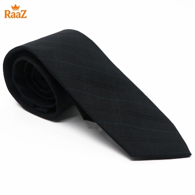 Picture of Prestige Check Stripe Satin Black Tie For Men
