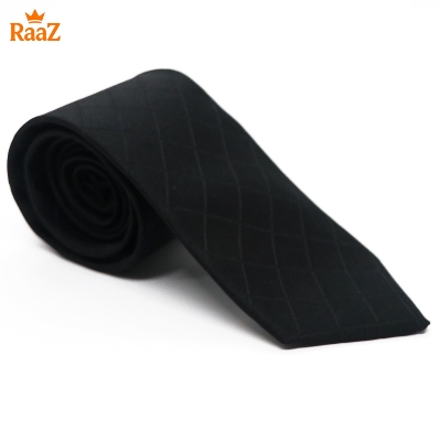 Picture of Black Classic Noir Check Pattern Tie For Men