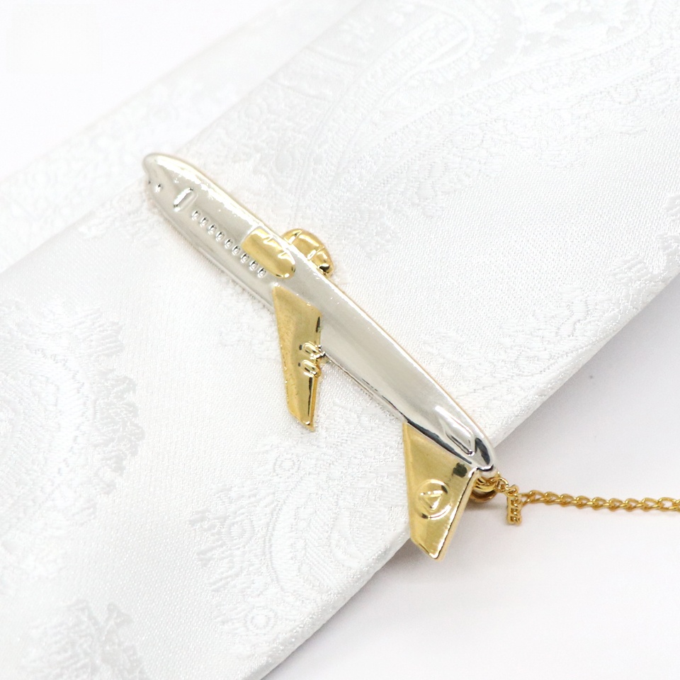 Picture of Elegant Airplane Shape Tie Clip Business Necktie Clip Tie Clasp Men's Suits Shirt Tie Pin Wedding Jewelry