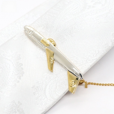 Picture of Elegant Airplane Shape Tie Clip Business Necktie Clip Tie Clasp Men's Suits Shirt Tie Pin Wedding Jewelry