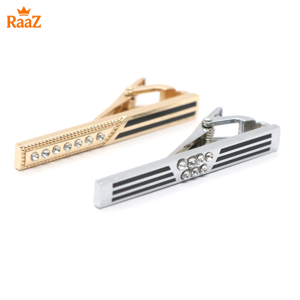 Picture of Stripe Stone Metal Tie Clip For Men