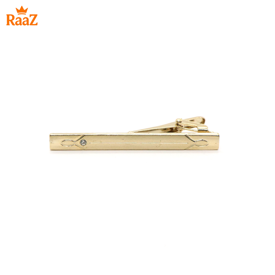 Picture of Golden Crystal Stone Inlay Tie Bar for Men