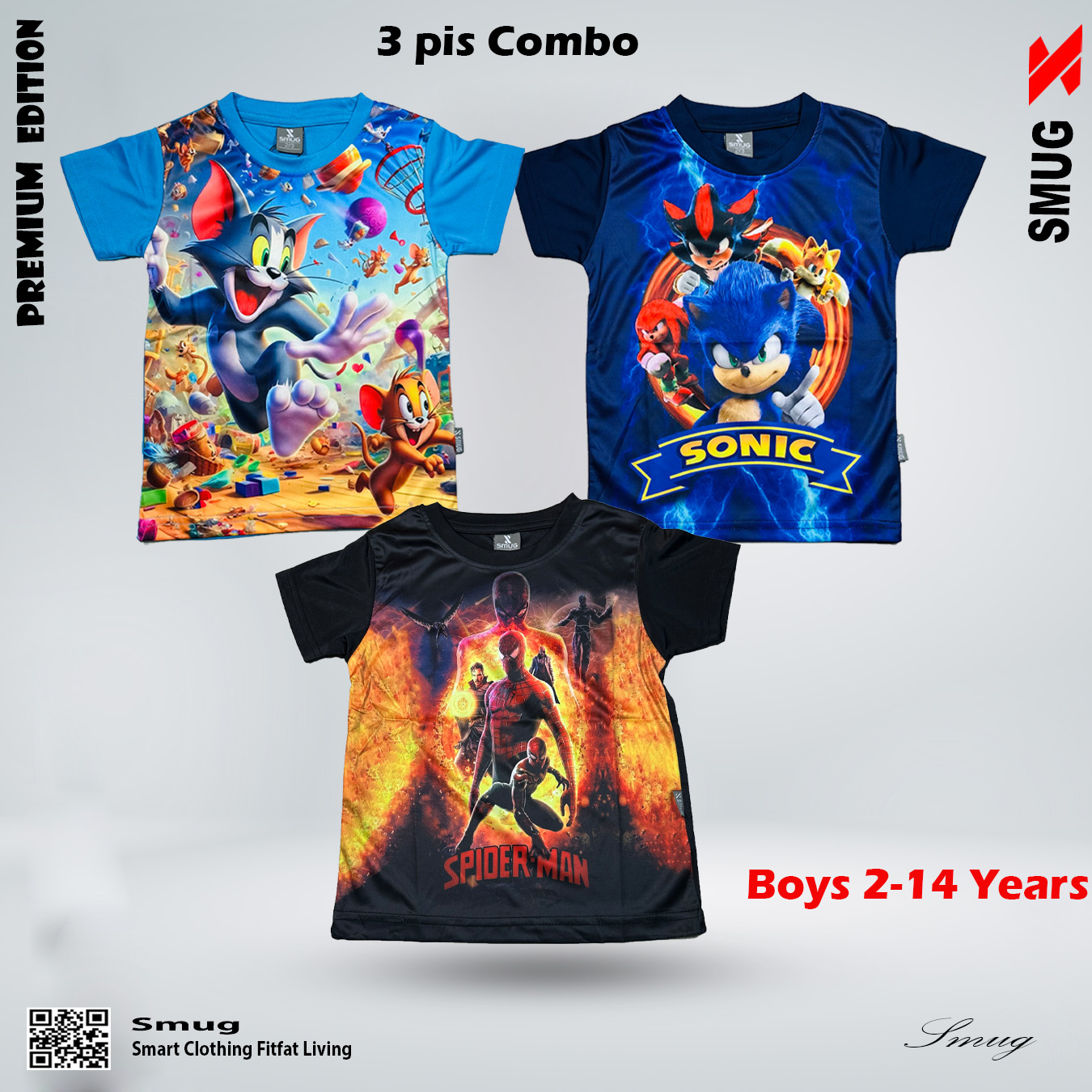 Picture of SMUG Kids Premium T-Shirt Soft and Comfortable Fabric- 3 pis Combo