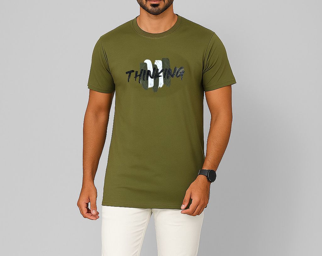 Picture of SMUG Mens Premium Cotton Design T-shirt -Olive
