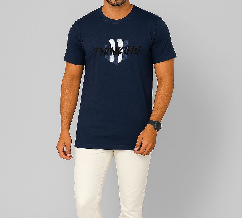 Picture of SMUG Mens Premium Cotton Design T-shirt -Navy