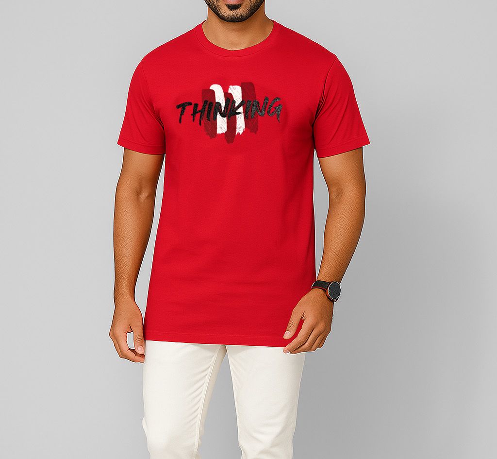 Picture of SMUG Mens Premium Cotton Design T-shirt -Red