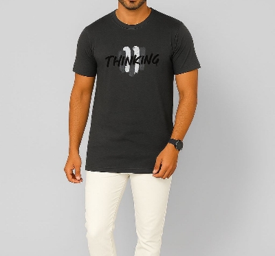 Picture of SMUG Mens Premium Cotton Design T-shirt -Charcoal