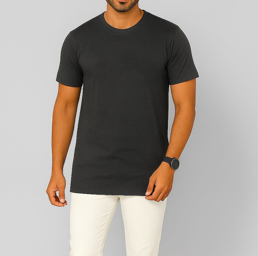 Picture of SMUG Mens Premium Cotton Solid T-shirt -Charcoal