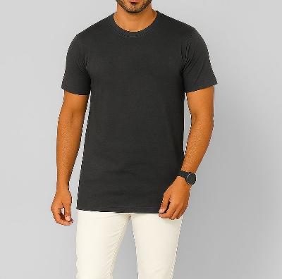 Picture of SMUG Mens Premium Cotton Solid T-shirt -Charcoal