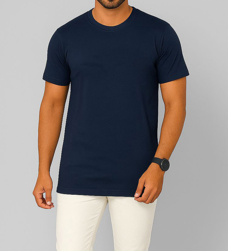 Picture of SMUG Mens Premium Cotton Solid T-shirt -Navy