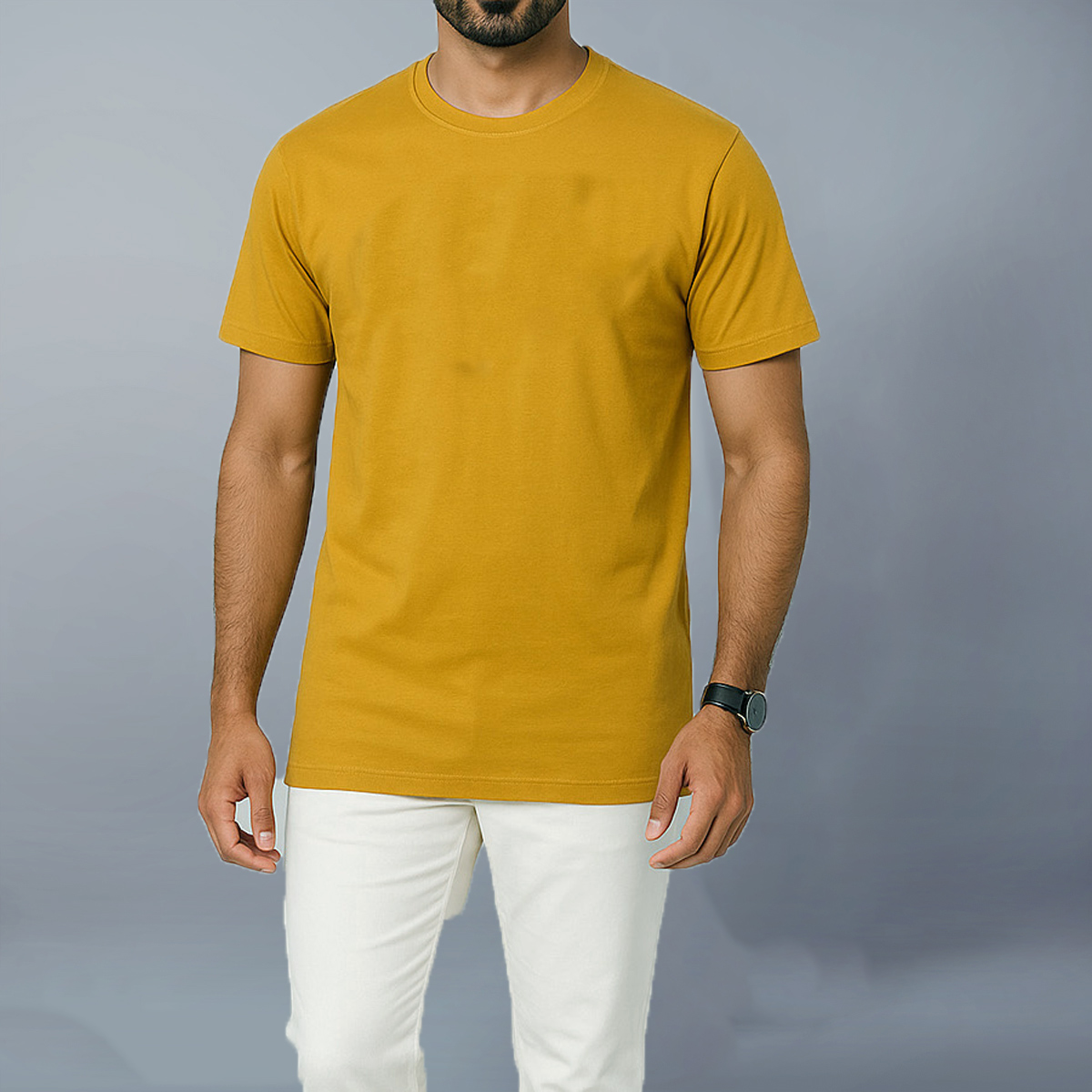 Picture of SMUG Mens Premium Cotton Solid T-shirt -Kathali color