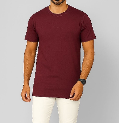 Picture of SMUG Mens Premium Cotton Solid T-shirt -Maroon
