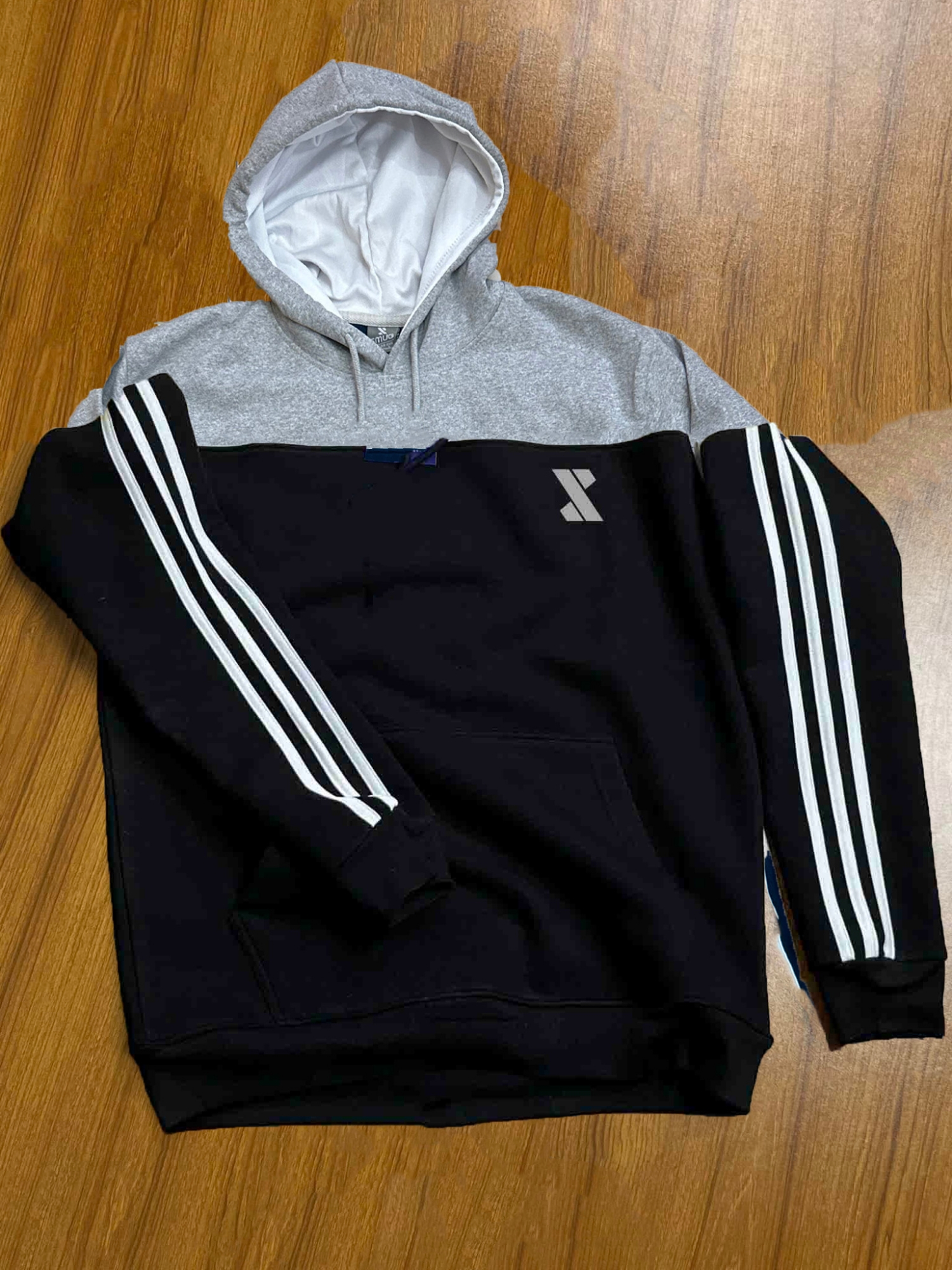 Picture of SMUG Premium Full Sleeve Fleece Hoodie For Men - Black and grey mix