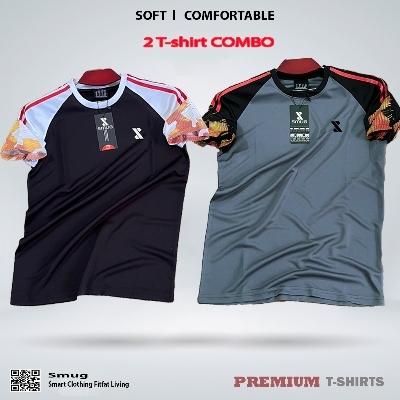 Picture of SMUG Premium Contrast T-shirt Fabric soft and comfortable-Combo- Black, Grey