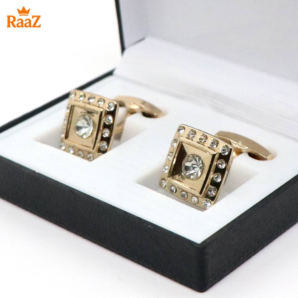 Picture of Golden White Emerald Spark Classic Cufflink For Men