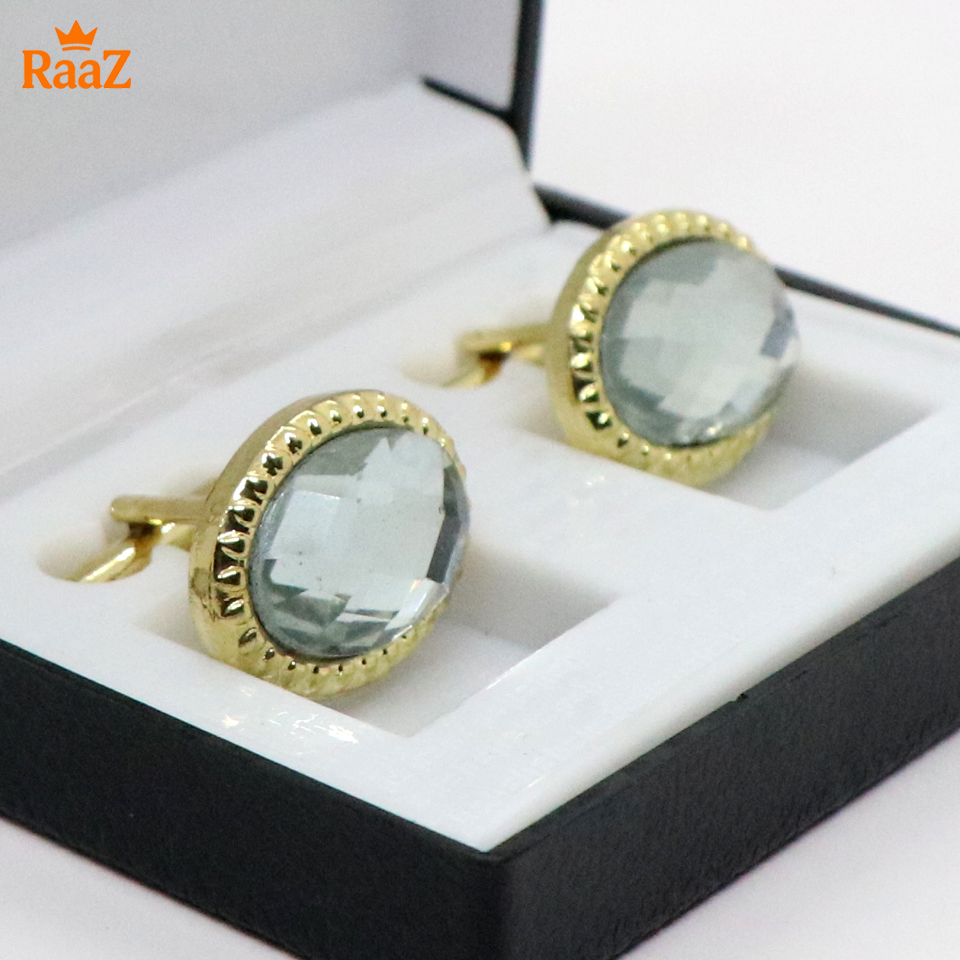 Picture of Golden Silver Floral Crest Antique Cufflink For Men
